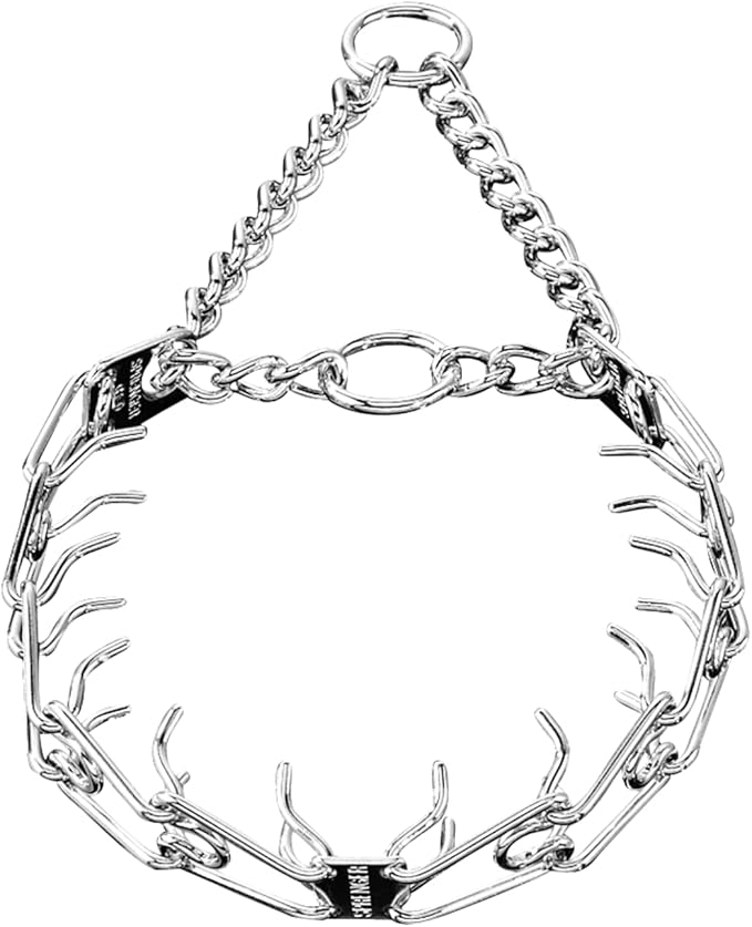 Herm Sprenger Chrome Plated Prong Dog Collar Ultra-Plus Pet Pinch Collar with Two O-Rings No-Pull Collar for Dogs Anti Pull Training Collar Made in Germany (16in x 2.25mm (Neck Size up to 13in))
