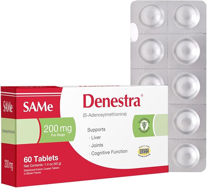 Denestra Same for Dogs – S-Adenosyl-L-Methionine (Same) – Liver, Joint & Cognitive Support for Dogs – Promotes Brain Function & Mobility – Vet-Approved Formula – 200 mg – 60 Tablets