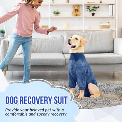 Lukovee Recovery Suit for Dogs - Soft Onesie Dog Surgery Suit for Female Male Dogs, Breathable Surgical Recovery Suit Prevent Licking Spay Recovery Suit Dog E-Collar & Cone Alternative(XS,Blue)