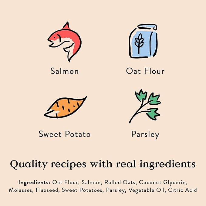 Bocce's Bakery Oven Baked Salmon Recipe Treats for Dogs, Wheat-Free Everyday Dog Treats, Made with Real Ingredients, Baked in The USA, Natural Soft & Chewy Cookies, Salmon, 6 oz