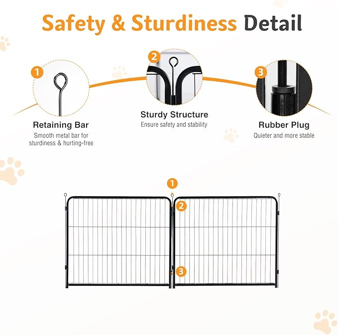 NEWBULIG Dog Playpen for Indoor 40 Inch 2 Panels - Portable Heavy Duty Metal Pet Exercise Pen, Foldable Small Medium Large Dog Puppy Playpen Fence for Outdoor RV, Camping, Yard, Garden