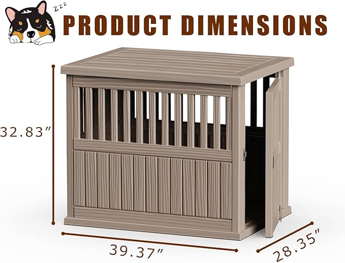 42 Inch Dog Crate Furniture Lockable Dog Kennel Indoor for Large Dogs and Medium Heavy Duty Pet Crate Decorative Pet Cage End Table,Grey