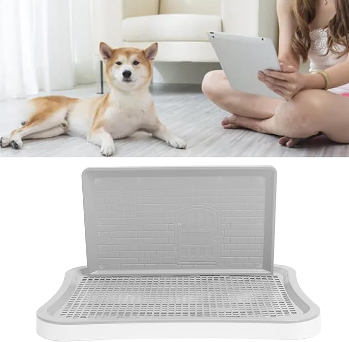 Puppy Pee Pad Holder,Dog Training Toilet with Wall Column Removable Portable Puppy Mesh Training Potty for Large Small Medium Pets (White)