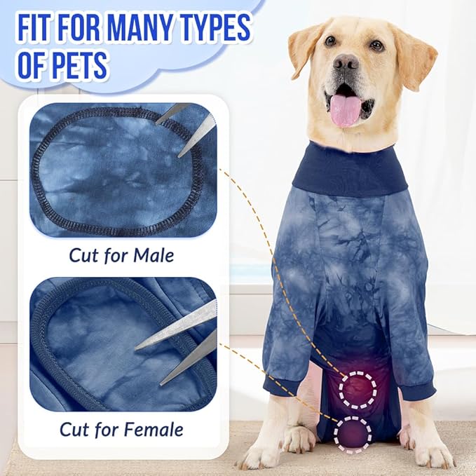 Lukovee Recovery Suit for Dogs - Soft Onesie Dog Surgery Suit for Female Male Dogs, Breathable Surgical Recovery Suit Prevent Licking Spay Recovery Suit Dog E-Collar & Cone Alternative(S,Blue)