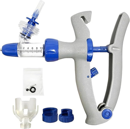 Livestock Syringe Gun Injector, Bottle Adjustable Poultry Continuous Syringes, Reusable Veterinary Precision injection Gun(A,10ML)
