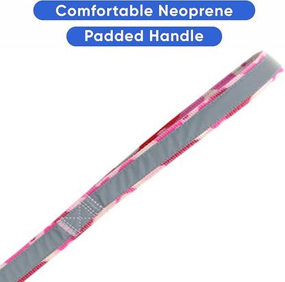 Pawtitas Personalized Camo Pink Dog Leash 6 ft Custom ID Lead for Dogs & Puppies Reflective Comfortable Padded Handle Embroidered Name & Phone Number