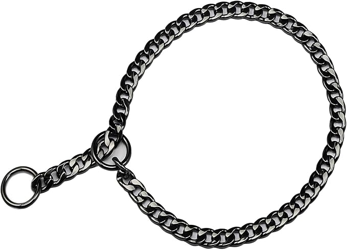 Stainless Steel P Chock Metal Chain -JYHY Dog Necklace Collars Walking Training Pet Supplies for Small Medium Large Dogs (Black, 28" (Fits Neck 24" to 26"))