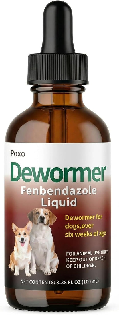 Dewormer Liquid for Dogs – Fenbendazole for All Wormers, Tapeworms, Roundworms & Hookworms – Broad Spectrum, Safe for 6 Weeks and Older