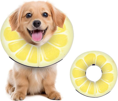 Adjustable Inflatable Dog Cone Collar for Surgery Recovery, Soft Cone for Dogs & Cats, Portable & Washable Dog Donut Collar, Large Cat Cone E Collar (Yellow XL)