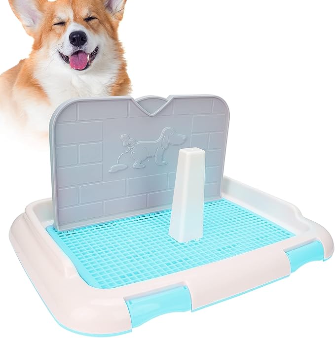 TITA-DONG Puppy Training Toilet Tray, Cat Potty Fence, Dog Scheduled Urination Pad Holder for Small and Medium Dogs (Blue)