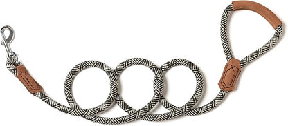 Mile High Life | Premium Leather Handle Dog Leash | Strong Rope Leash | Zinc Alloy Strong Clasp | Small Medium Large Dogs | 4/5/6 Feet(White, 60 Inch (Pack of 1))