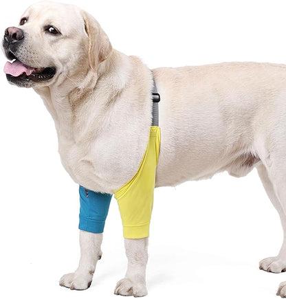 HDKUW Dog Elbow Protector for Calluses, Recovery Suit for Front Legs, Cone Collar Alternative to Stop Licking Wounds, Cover Sleeve for Small Medium Large Dogs - Blue M