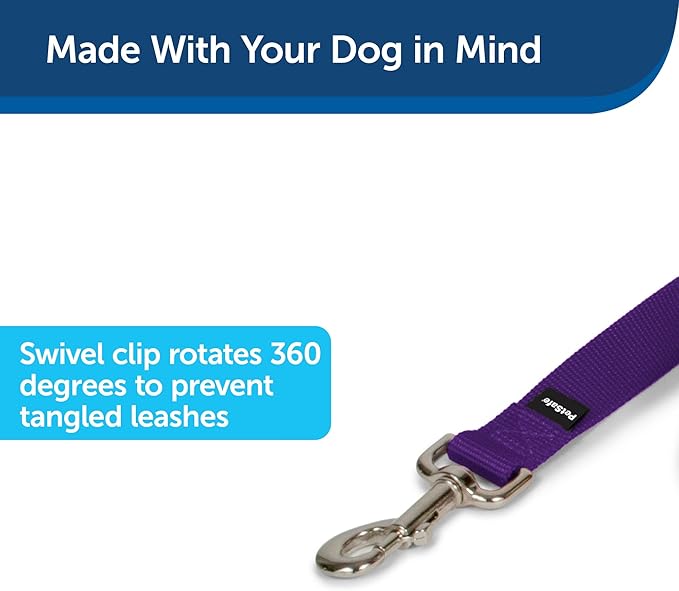 PetSafe Nylon Leash - Helps Maintain Secure Connection on Walks - Durable Pet Leash with Easy Clip - 1 in. x 6 ft. - Deep Purple