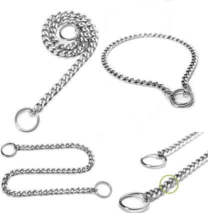 Slip P Chain for Large Dogs, Silver Metal Training Link Martingale Collars for XXS XS Small Medium XL Breed Dogs, L