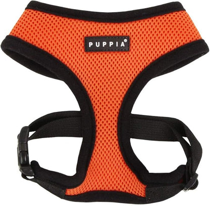 Puppia Soft Dog Harness No Choke Over-The-Head Triple Layered Breathable Mesh Adjustable Chest Belt and Quick-Release Buckle, Orange, XX-Large
