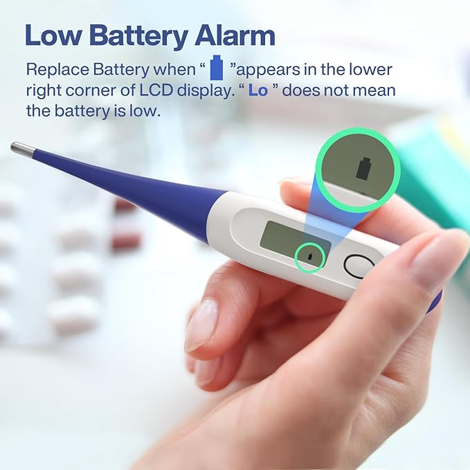 Boncare 10 Seconds Digital Thermometer for Adults and Kids - Accurate & Safe Rectal Thermometer for Baby with Fever Alarm, Oral Thermometer (Dark Blue)