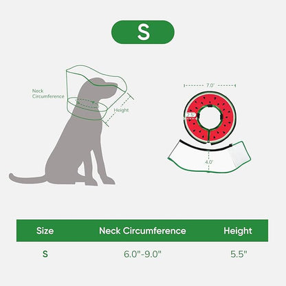 Sponge Dog Cone Collar, Dog Recovery Collar Alternative with Detachable High Clear Shield, Adjustable Soft Neck Cone for Small Medium Large Dogs, Stop Licking After Surgery (Watermelon,S)