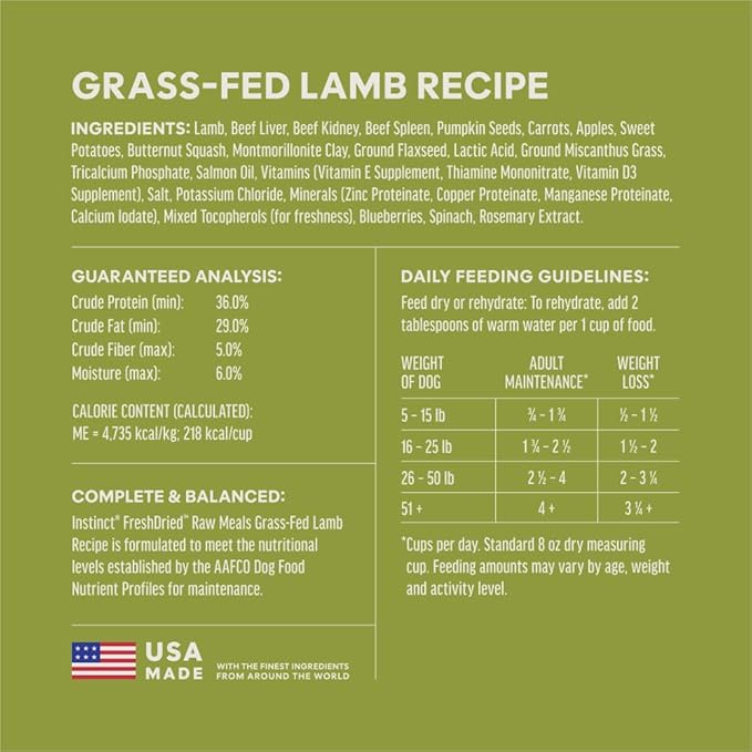 Instinct FreshDried Bites, Natural Freeze-Dried Dog Food, Grain-Free - Grass-Fed Lamb, 14 oz. Bag