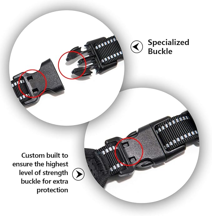 PHOEPET 2019 Reflective Dog Harness Large Breed Adjustable No Pull Vest with with Handle 2 Metal Rings 3 Buckles [Easy to Put on & Take Off](XL, Red)