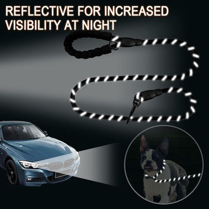 BARKBAY Dog Leashes for Large Dogs Heavy Duty Dog Leash 2 Pack 5 FT with Comfortable Padded Handle Highly Reflective Threads for Medium Large Dogs Walking Training Running (5FT-1/2,Black+Black)
