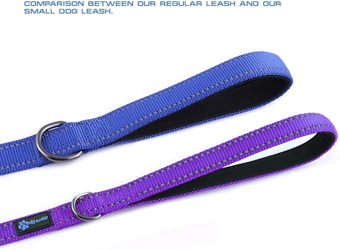 Max and Neo Small Dog Leash - Reflective Nylon, Donates to Dog Rescue (Purple, 6x5/8)
