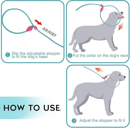 Slip Leads for Dogs Puppy Leash Comfortable 5FT Heavy Duty Loop Leash No Pull Pet Training Leash 6 Colors Classic Dog Leash for Small Medium Dogs(Lake Blue)