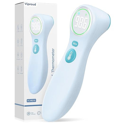 No-Touch Thermometer for Adults and Kids, 1-Second Fast Reading, Color-Coded Fever Alarm, Silent Mode, Object & Room Temperature Function