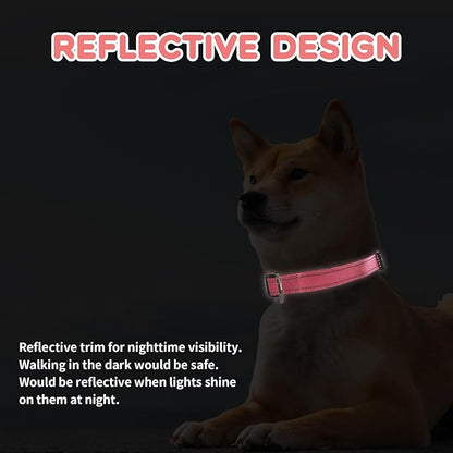 Roses&Poetry Pink Small Dog Collar and Leash Set, Puppy Reflective Leashes with Collars, Adjustable Durable Matching Collar Leash for Small Dogs Girl (Pink Gradient-XS)