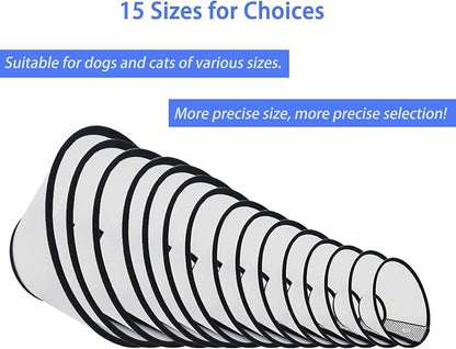 Dog Cone After Surgery, Adjustable Pet Recovery Collar for Dogs and Cats, Plastic Elizabethan Neck E-Collar Stop Licking Wounds (L-D)