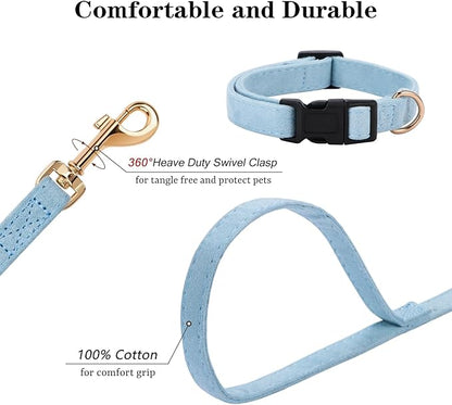 No Pull Dog Harness- Lightweight, Soft, Adjustable Small Harness Collar and Leash Set, Suitable for Cats Puppy Small and Medium-Sized Dog Outdoor Training and Running (Blue, M)