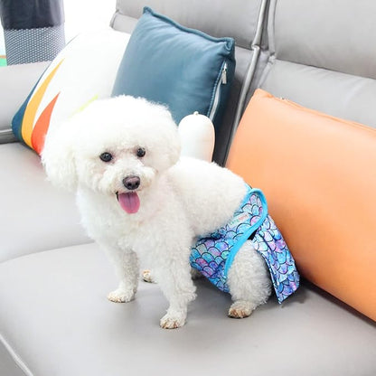 Langsprit Female Dog Diapers (3 Pack) - No Leak Washable, Highly Absorbent for Dogs in Heat, Incontinence, Excitable Urination or Period - Reusable, Size S