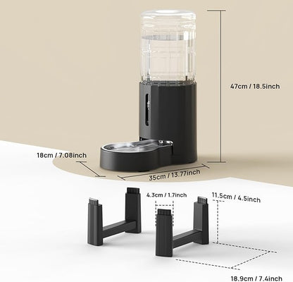 CZPET Elevated Dog Water Bowl Dispenser for Large Dogs,2.5 Gallon Tall Raised Pet Waterer Stand,Relieve Neck Pressure,Large Capacity and Drinking Area Noise-Free for Pets (9.5L+Stand,Black)