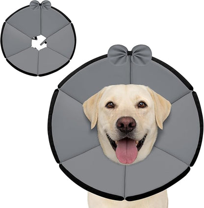MAXFUT Soft Dog Cone Collar,Foam Cone for Dogs to Stop Licking After Surgery,Non Inflatable Dog Donut Cone (Grey, XXL)