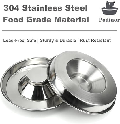 Stainless Steel Puppy Dog Bowls 2 Pack, Pets Puppies Feeding Food and Water Weaning Bowls Dishes Feeder, 13.4 Inch