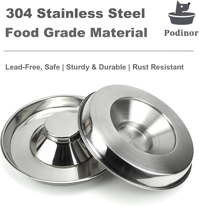 Stainless Steel Puppy Dog Bowls 2 Pack, Pets Puppies Feeding Food and Water Weaning Bowls Dishes Feeder, 11.8 Inch