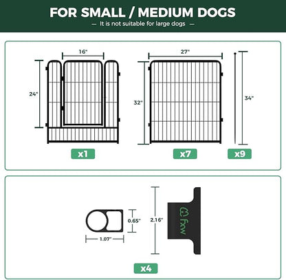 FXW Rollick Dog Playpen with Anchor Kit (Pack of 4) – 32 Inch 8-Panel Dog Pen for Medium & Large Dogs, Stable & Safe Indoor/Outdoor Play│Patented
