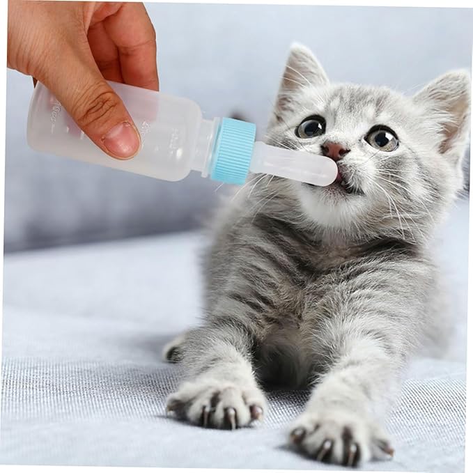 POPETPOP 2pcs Newborn Kitten and Puppy Feeding Bottles Small Animal Milk Bottles Replacement Nipples for Nursing Construction for Safe Pet Feeding