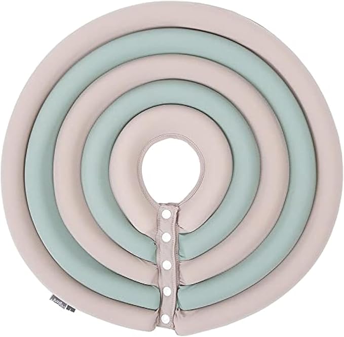 Dog Cone Collar, Inflatable Dog Neck Donut Collar Alternative After Surgery, Soft Protective Recovery Cone for Small Medium Large Dogs and Cats Puppies - Alternative Collar (Beige Green,L)
