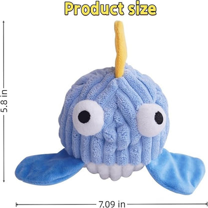 Interactive Squeaky Dog Chew Toy,No Stuffing Interactive Chew Toy for Small Medium Large Dogs, Training Reward Gift for Pets(Blue Whale)