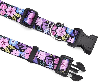 Mihqy Dog Collar with Bohemia Floral Tribal Geometric Patterns - Soft Ethnic Style Collar Adjustable for Small Medium Large Dogs(Floral Pink,S)