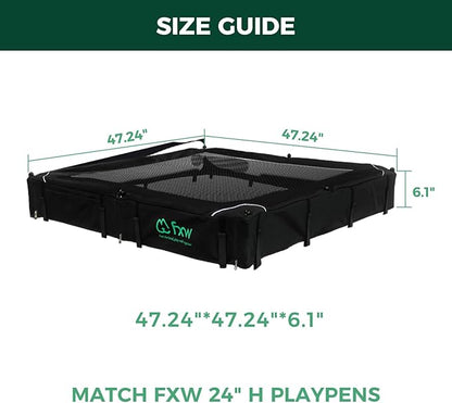 FXW Homeplus Indoor Dog Playpen with Square Mesh Top Cover for Escape Prevention, 24 Inch 8 Panels Heavy Duty Dog Pen for Puppies and Small Dogs, White│Patented