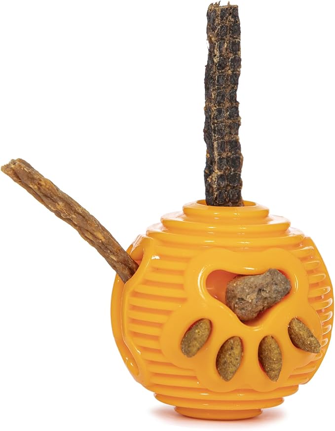 Hank & Harley Dog Toy Treat Ball- Entertain with Food & Treat Dispensing, Fetching and Chewing Toys. Amazing Durability, Dishwasher Safe, BPA Free Non-Toxic Rubber (Ball)