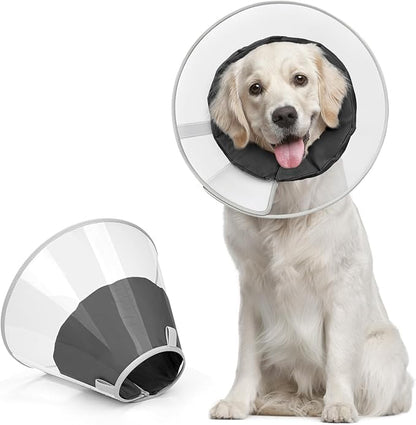Supet Upgraded Dog Cone with Soft Liner, 20% Lighter Plastic Elizabeth Collar After Surgery to Stop Licking, for Spay Neuter Skin Problems Recovery, for Small Medium Active Large Dogs(Black,XL)
