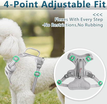 BARKBAY Dog Harness No Pull with ID Tag Pocket - Heavy Duty, Reflective, Easy Control for Large Dogs(Grey,S)