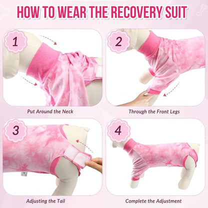 Lukovee Recovery Suit for Dogs - Soft Onesie Dog Surgery Suit for Female Male Dogs, Breathable Surgical Recovery Suit Prevent Licking Spay Recovery Suit Dog E-Collar & Cone Alternative(XL,Pink)
