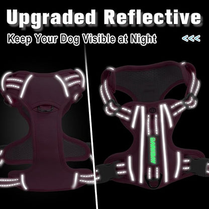 BARKBAY Dog Harness No Pull with ID Tag Pocket - Heavy Duty, Reflective, Easy Control for Large Dogs(Pink,M)