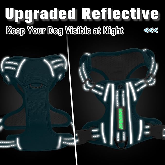 BARKBAY Dog Harness No Pull Oxford with ID Tag Pocket - Heavy Duty, Reflective, Easy Control for Large Dogs(Aqua Oxford,XS)