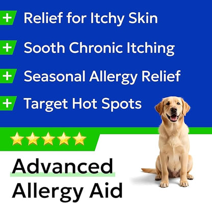 BARK&SPARK Dog Allergy Relief Soft Chews for Skin Health & Seasonal Allergies - Anti-Itch Supplement w/Omega-3, Quercetin & Bromelain Immune Treats for Dry Skin & Hot Spots - Chicken - 180ct