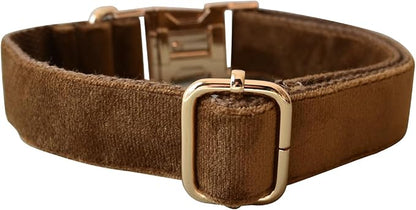 Love Dream Velvet Dog Collar and Leash Set, Soft & Comfy Adjustable Dog Leash and Collar with Heavy Duty Metal Buckle for Small Medium Large Dogs Training & Walking (Large, Coffee)
