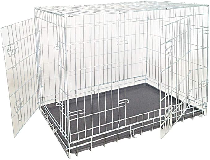 CROCI Zinc Coated Dog Box with Two Doors, 78 x 55 x 62 cm